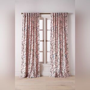 Anthropologie Priyanka Organic Cotton Printed Bird Curtain 50"x84"